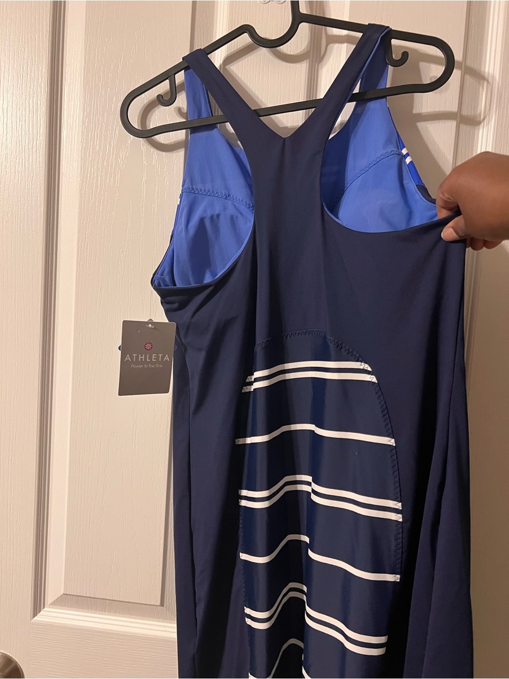 Athleta Striped Navy and Royal Blue Tank Dress - Picture 4 of 7
